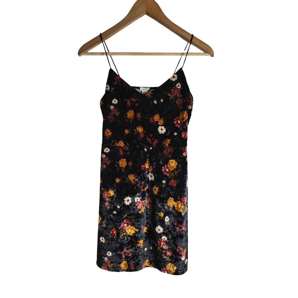 Garage Black Floral Crush Velvet Mini Dress Spaghetti Strap S Whimsigoth Vampy